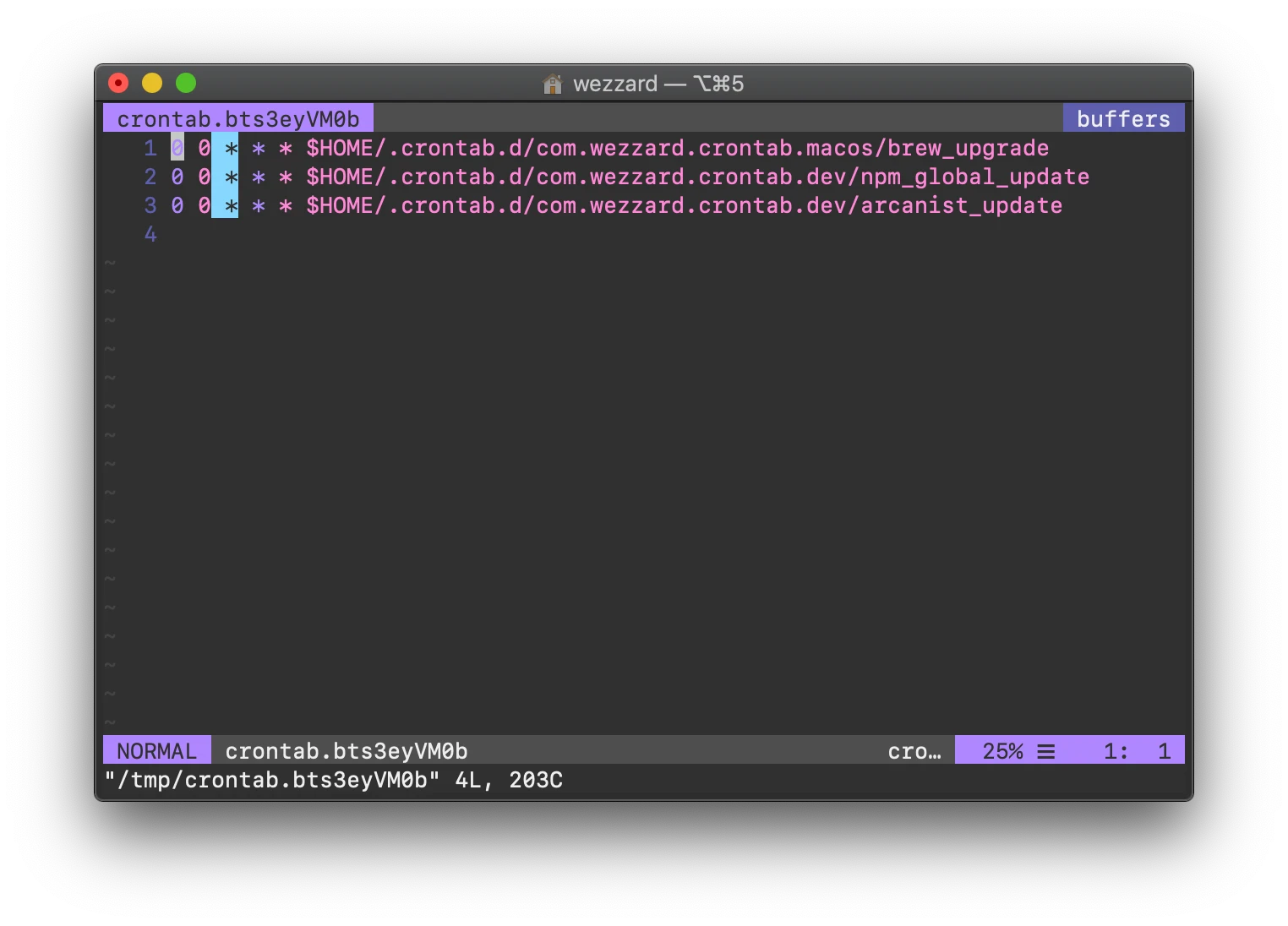Editor of crontab