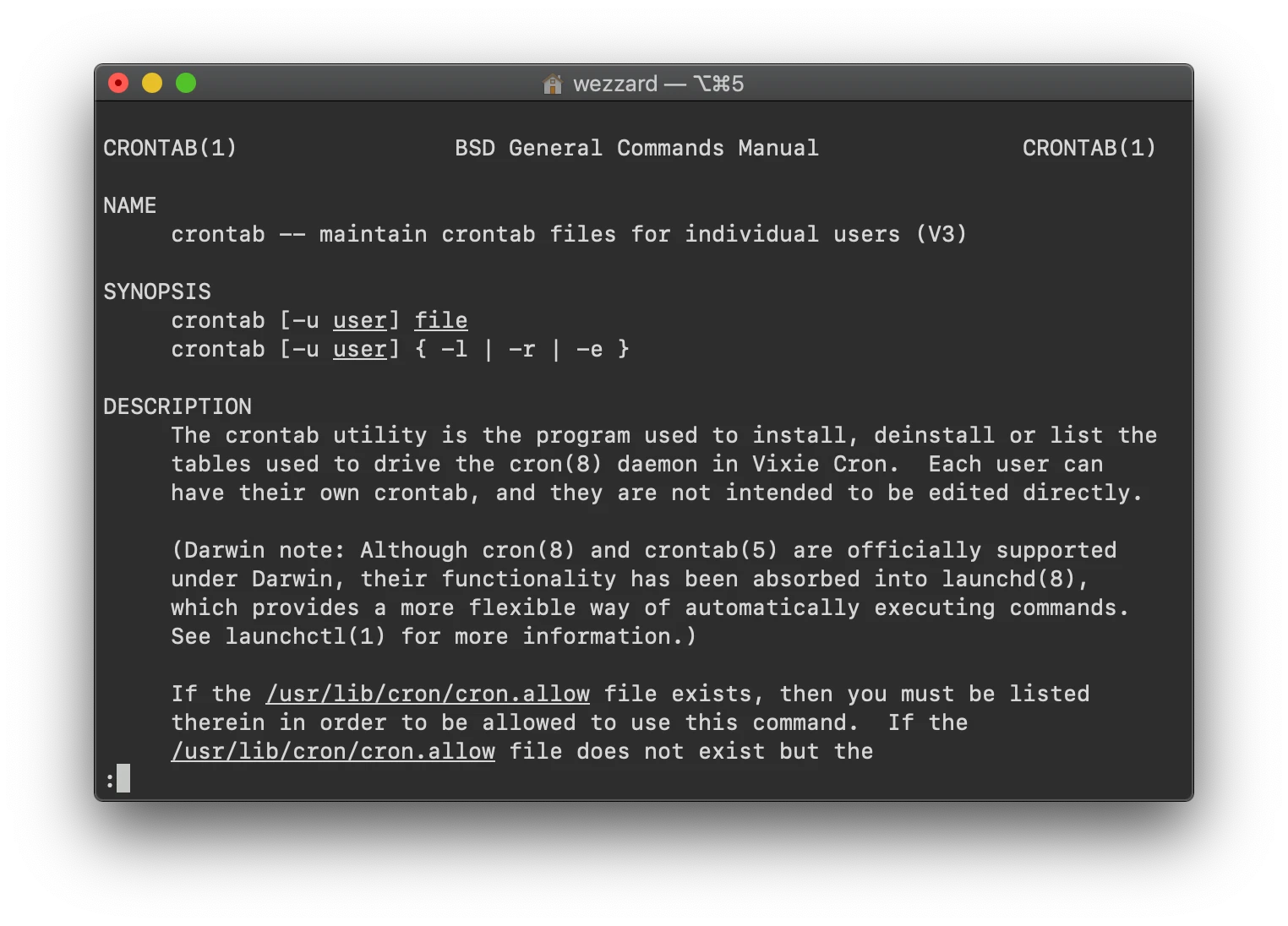 Manual of crontab