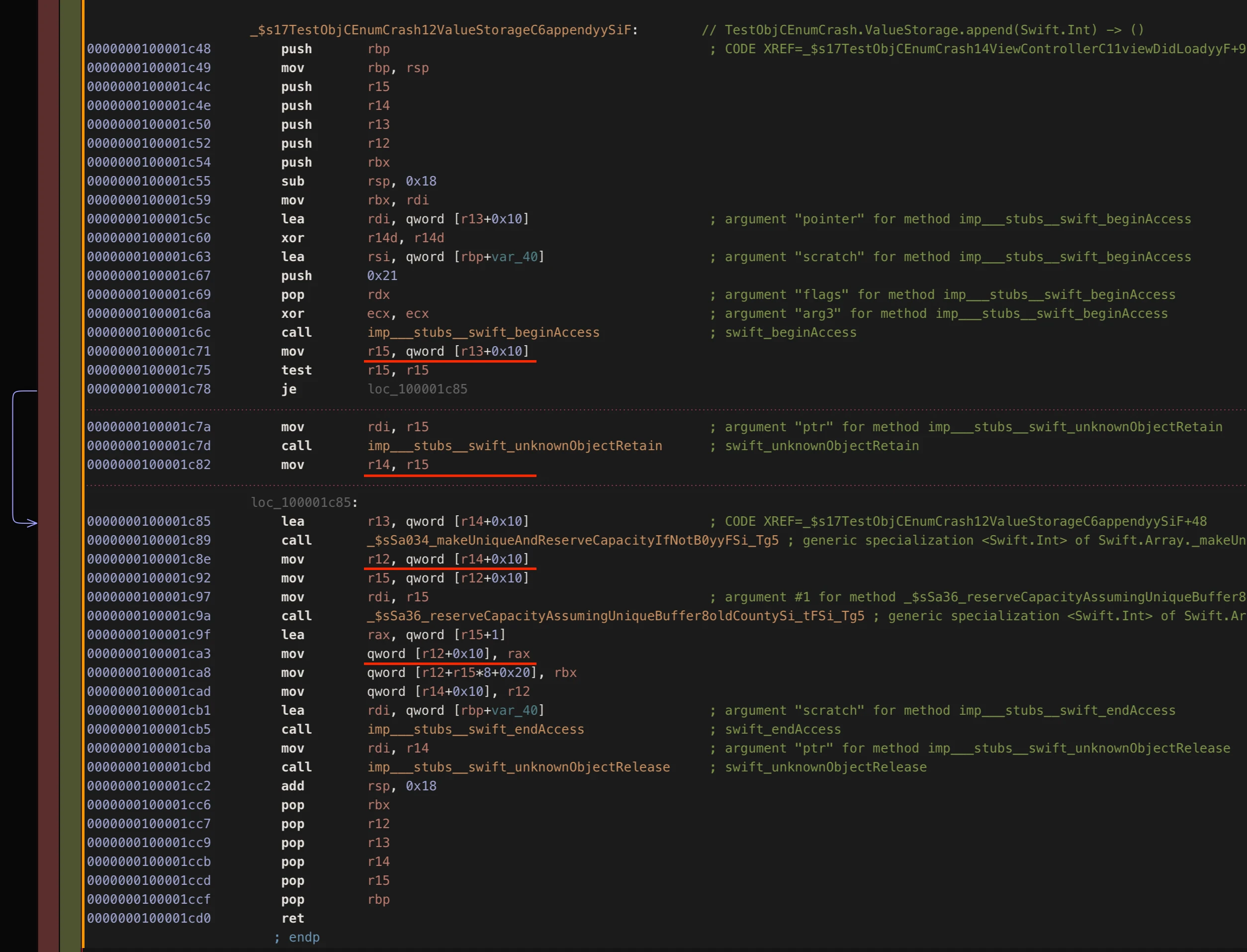 ValueStorage.append's Generated Target Code